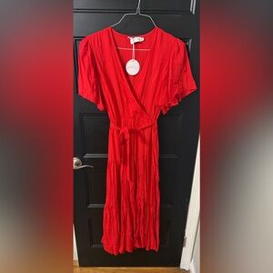 Petal & Pup Red Wrap Maxi Dress